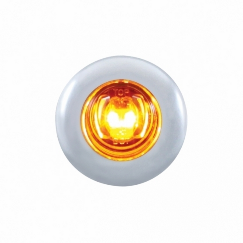 SS Front Air Cleaner Bracket With 22X 2 Amber LED Mini Lights & SS Bezels For Peterbilt-Amber Lens