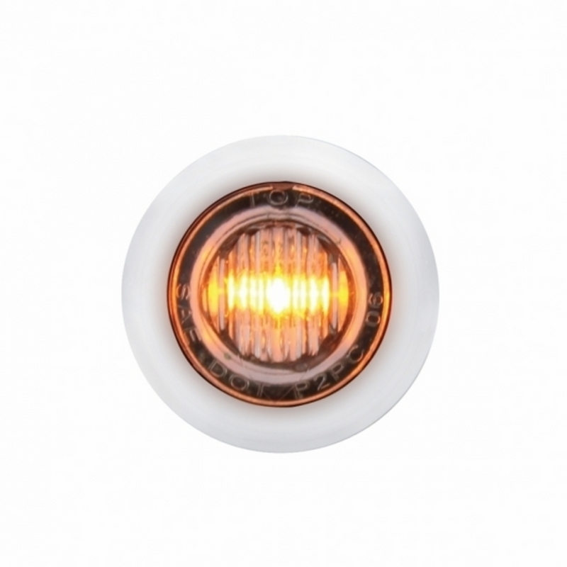 SS Front Air Cleaner Bracket With 22X 3 Amber LED Dual Function Mini Lights & SS Bezels For Peterbilt-Clear Le