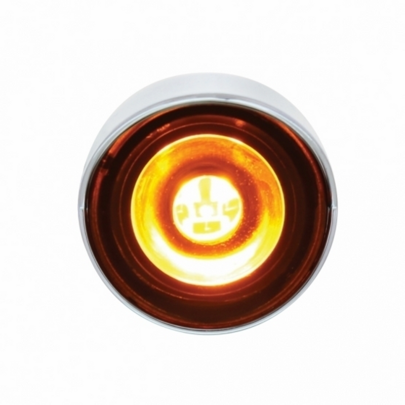 SS Front Air Cleaner Bracket With 22X 3 Amber LED Mini Lights & Visors For Peterbilt-Amber Lens