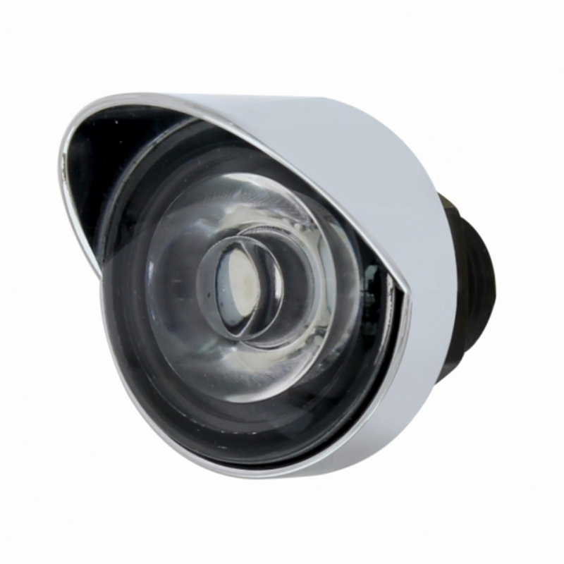 SS Front Air Cleaner Bracket With 22X 3 Amber LED Mini Lights & Visors For Peterbilt-Clear Lens
