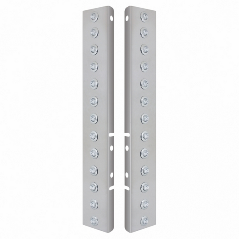 SS Front Air Cleaner Bracket With 26X 2 Amber LED Mini Lights & SS Bezels For Peterbilt-Clear Lens