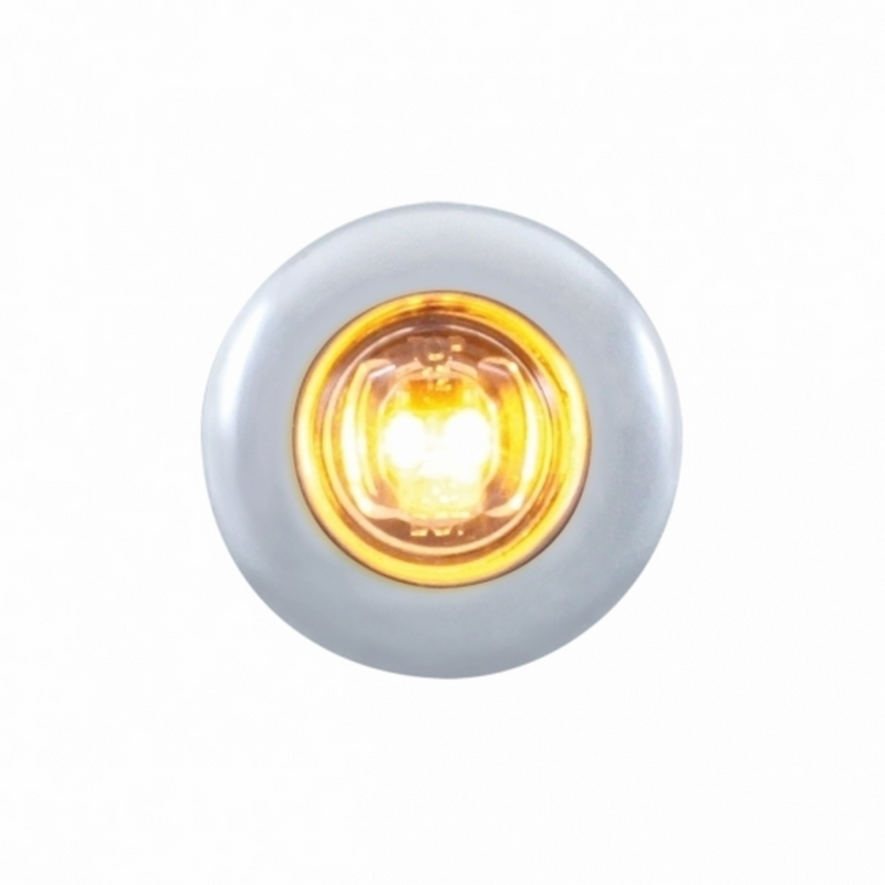 SS Front Air Cleaner Bracket With 26X 2 Amber LED Mini Lights & SS Bezels For Peterbilt-Clear Lens