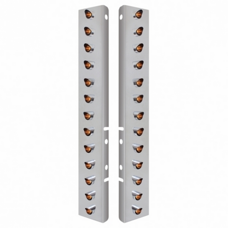 Soporte de filtro de aire delantero SS con mini luces LED 26X 3 y viseras para lente Peterbilt-Amber LED/transparente