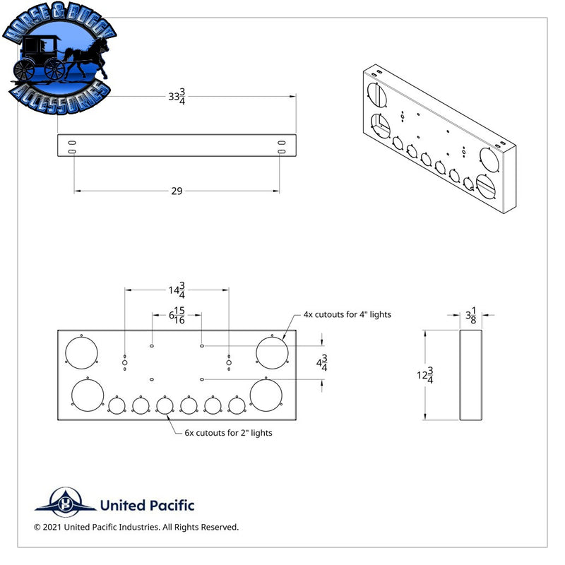 SS Rear Center Panel With 4X 7 LED 4" Reflector Lights & 6X 9 LED 2" Lights & Visors -Red LED & Lens REAR CENTER PANEL Dark Slate Gray