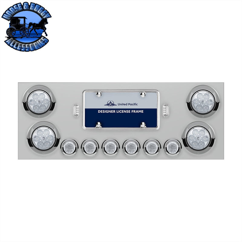 SS Rear Center Panel With 4X 7 LED 4" Reflector Lights & 6X 9 LED 2" Lights & Visors -Red LED/Clear Lens REAR CENTER PANEL Gray