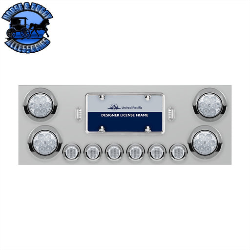 SS Rear Center Panel With 4X 7 LED 4" Reflector Lights & 6X 9 LED 2" Lights & Visors -Red LED/Clear Lens REAR CENTER PANEL Gray