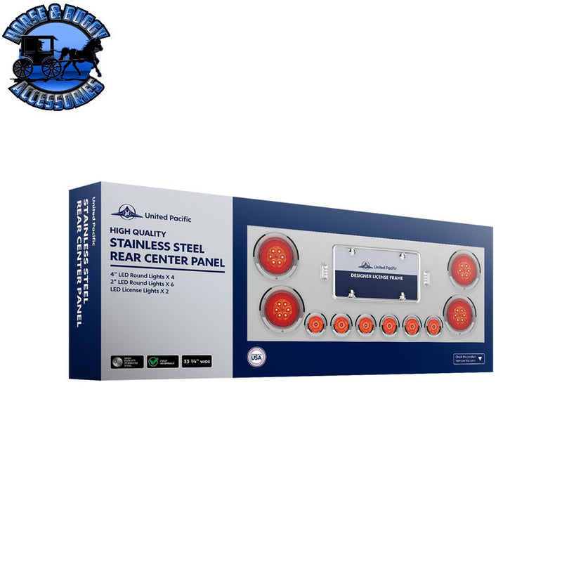 SS Rear Center Panel With 4X 7 LED 4" Reflector Lights & 6X 9 LED 2" Lights & Visors -Red LED/Clear Lens REAR CENTER PANEL Midnight Blue