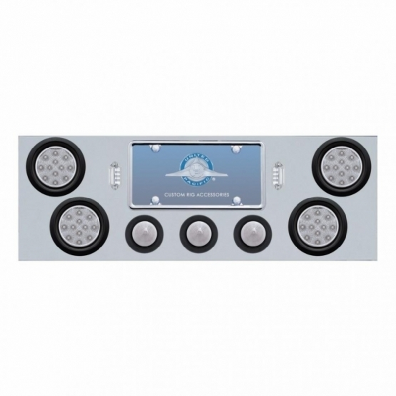 SS Rear Center Panel With 4X 12 LED 4" Reflector Light & 3X 13 LED 2-1/2" Beehive Light -Red LED/Clear Lens