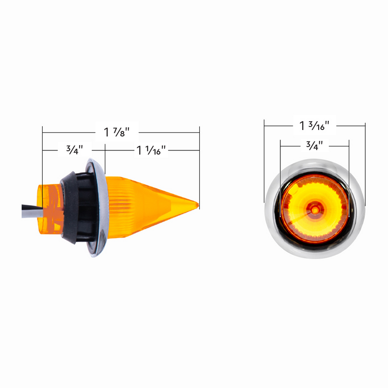 4 LED DUAL FUNCTION MINI SPIKE LIGHT WITH SS BEZEL (CLEARANCE/MARKER) - AMBER LED/AMBER LENS