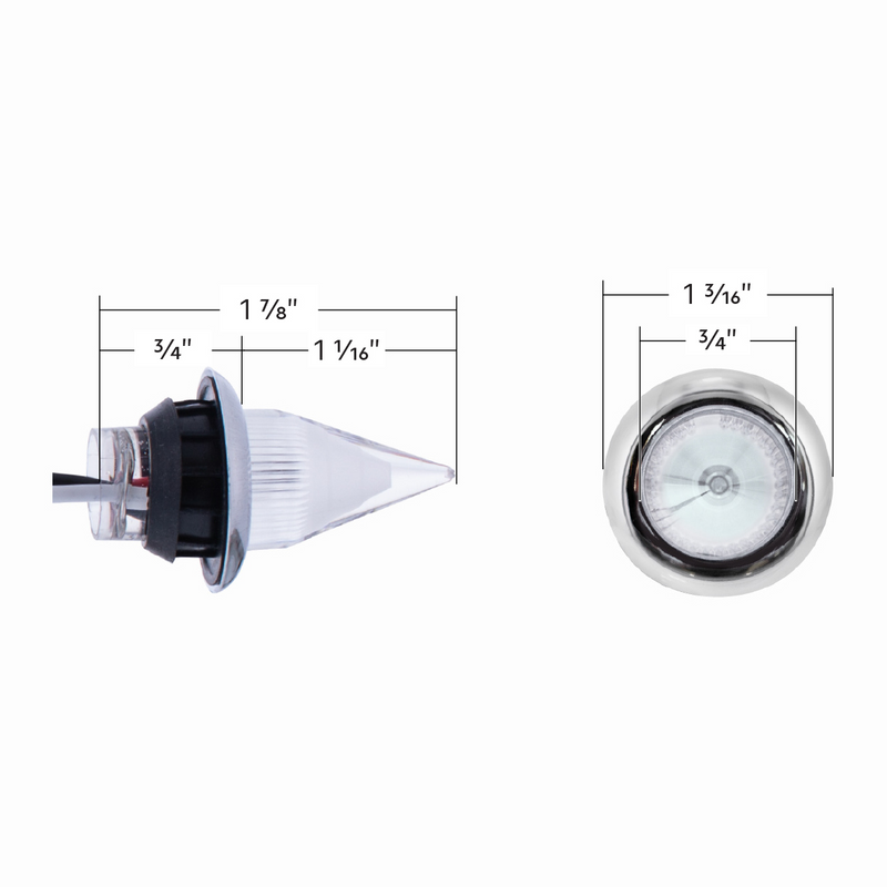 4 LED Dual Function 3/4" Mini Spike Light With SS Bezel (Clearance/Marker) - Red LED/Clear Lens