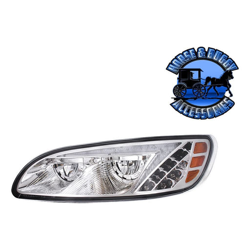 Gray LED HEADLIGHT WITH RGB POSITION LIGHT BAR FOR PETERBILT 386 (2005-2015) & 387 (1999-2010) HEADLIGHT Driver's Side,Passenger's Side