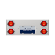 33-3/4" Stainless Rear Center Panel With 4X 16 LED 4" Turbine Lights & Visors - Red LED/Red Lens