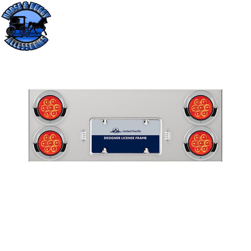 Stainless Rear Center Panel With Four 7 LED 4" Reflector Lights & Visors - Red LED/Red Lens REAR CENTER PANEL Gray