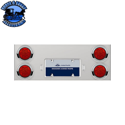 Stainless Rear Center Panel With Four 7 LED 4" Reflector Lights & Visors - Red LED/Red Lens REAR CENTER PANEL Gray