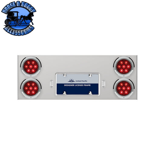 Stainless Rear Center Panel With Four 7 LED 4" Light & Bezel - Red LED/Red Lens - Competition Series REAR CENTER PANEL Gray