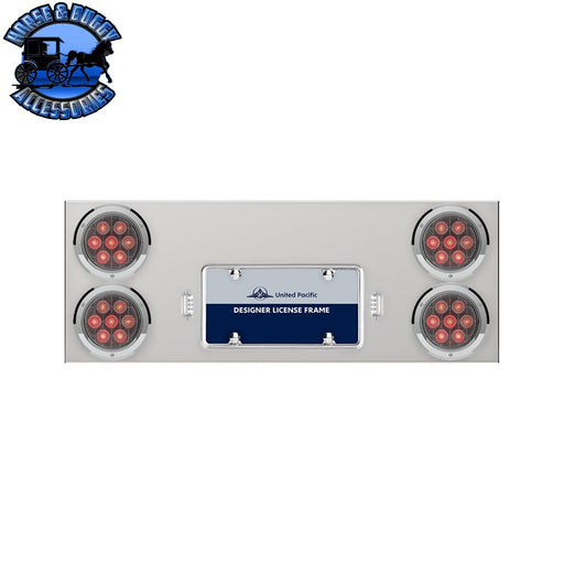 Stainless Rear Center Panel With Four 7 LED 4" Light & Bezel - Red LED/Clear Lens - Competition Series REAR CENTER PANEL Gray