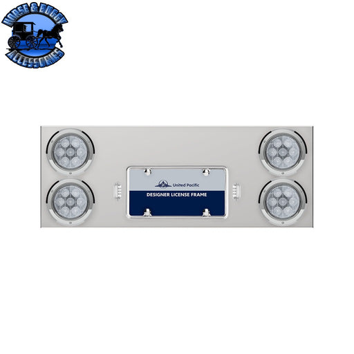 Stainless Rear Center Panel With Four 7 LED 4" Light & Bezel - Red LED/Clear Lens - Competition Series REAR CENTER PANEL Gray