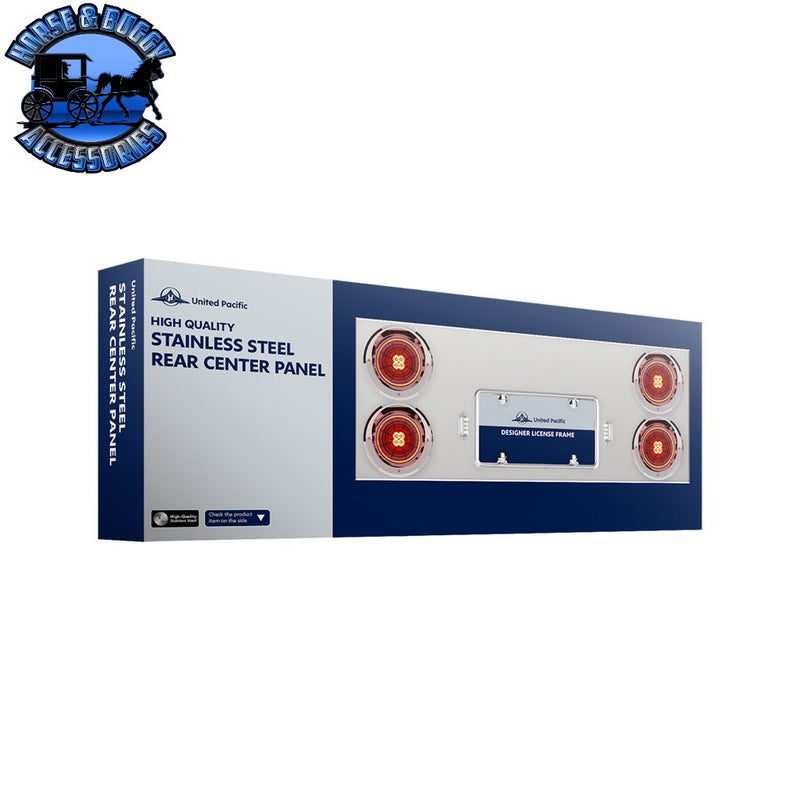 Stainless Rear Center Panel With Four 7 LED 4" Light & Bezel - Red LED/Clear Lens - Competition Series REAR CENTER PANEL Midnight Blue