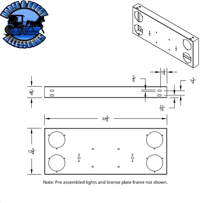 Stainless Rear Center Panel With Four 7 LED 4" Light & Bezel - Red LED/Clear Lens - Competition Series REAR CENTER PANEL Lavender