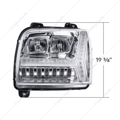 HEADLIGHT WITH LED DRL LIGHT BAR & TURN SIGNAL FOR 2018-2024 KENWORTH W990 HEADLIGHT CHROME HEADLIGHT WITH LED DRL LIGHT BAR & TURN SIGNAL FOR 2018-2024 KENWORTH W990-DRIVER,CHROME HEADLIGHT WITH LED DRL LIGHT BAR & TURN SIGNAL FOR 2018-2024 KENWORTH W990-PASSENGER Gray