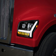 BLACKOUT HEADLIGHT WITH LED DRL LIGHT BAR & TURN SIGNAL FOR 2018-2024 KENWORTH W990 HEADLIGHT BLACKOUT HEADLIGHT WITH LED DRL LIGHT BAR & TURN SIGNAL FOR 2018-2024 KENWORTH W990-DRIVER,BLACKOUT HEADLIGHT WITH LED DRL LIGHT BAR & TURN SIGNAL FOR 2018-2024 KENWORTH W990-PASSENGER Black