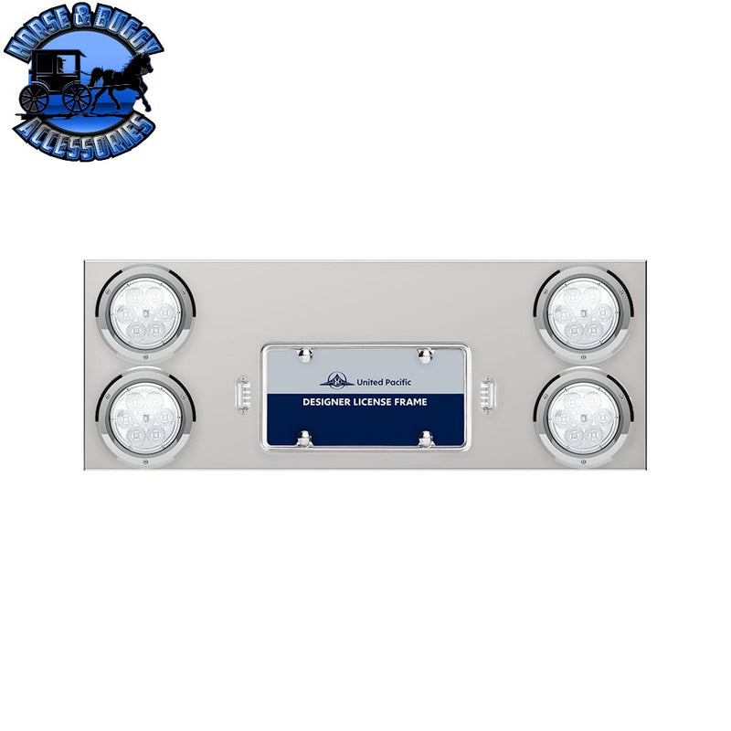 Stainless Rear Center Panel With Four 7 LED 4" Reflector Lights & Bezels - Red LED/Clear Lens REAR CENTER PANEL Light Gray