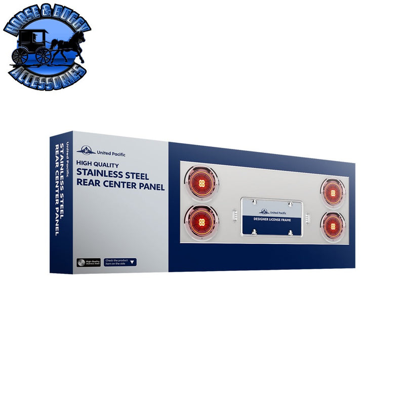 Stainless Rear Center Panel With Four 7 LED 4" Reflector Lights & Bezels - Red LED/Clear Lens REAR CENTER PANEL Midnight Blue