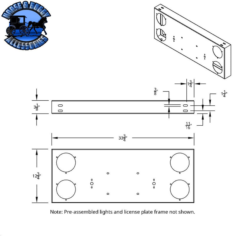 Stainless Rear Center Panel With Four 7 LED 4" Reflector Lights & Bezels - Red LED/Clear Lens REAR CENTER PANEL Lavender