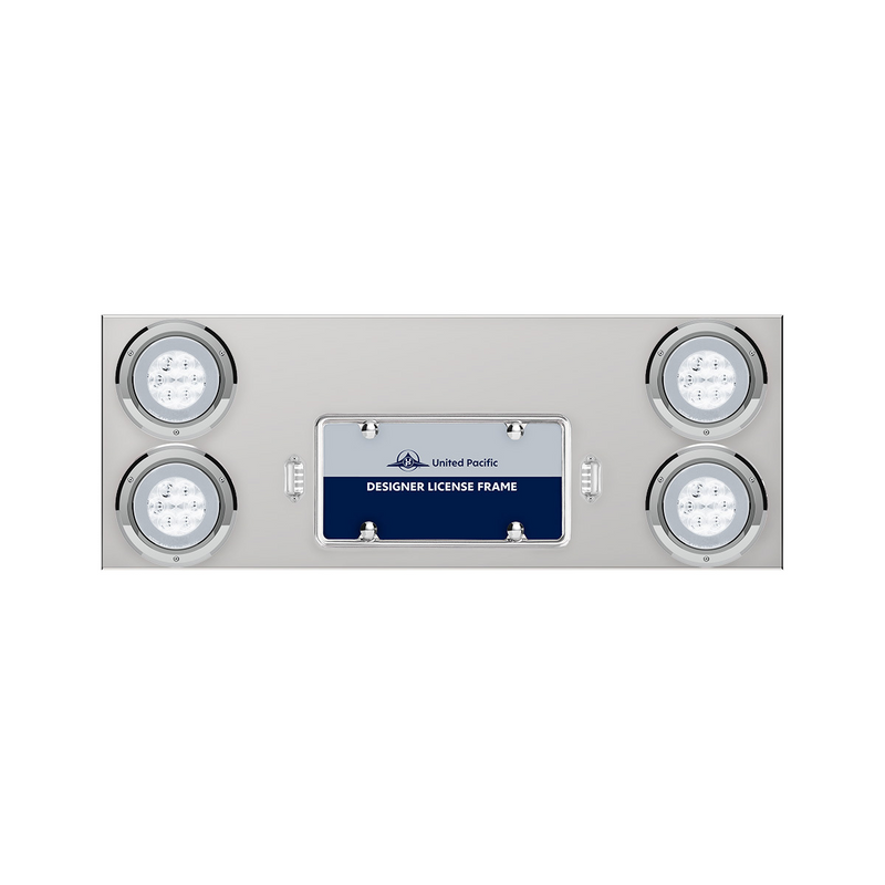 Stainless Rear Center Panel With Four 21 LED 4" GloLight & Bezels - Red LED/Clear Lens