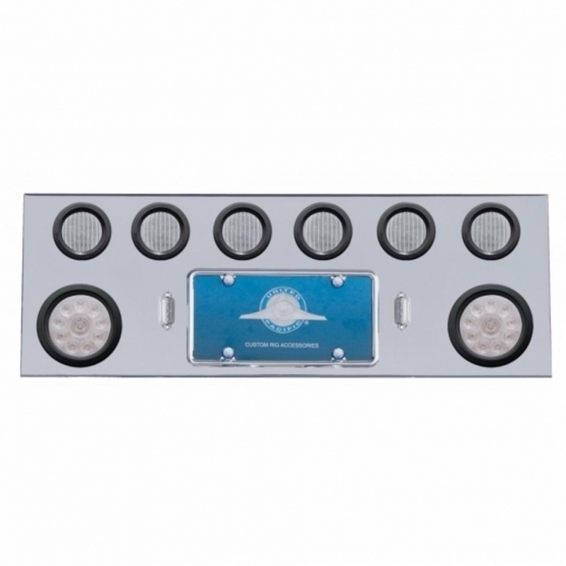 SS Rear Center Panel With 2X 10 LED 4" Lights & 6X 13 LED 2-1/2" Lights -Red LED/Clear Lens