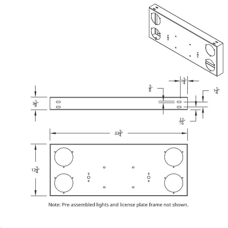Stainless Rear Center Panel With Four 10 LED 4" Lights & Grommets - Red LED/Red Lens