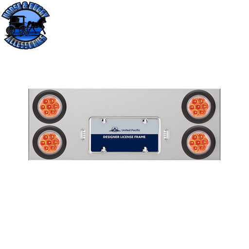 UP-35264 Stainless Rear Center Panel With Four 7 LED 4" Reflector Lights & Grommets - Red LED/Clear Lens REAR CENTER PANEL Gray