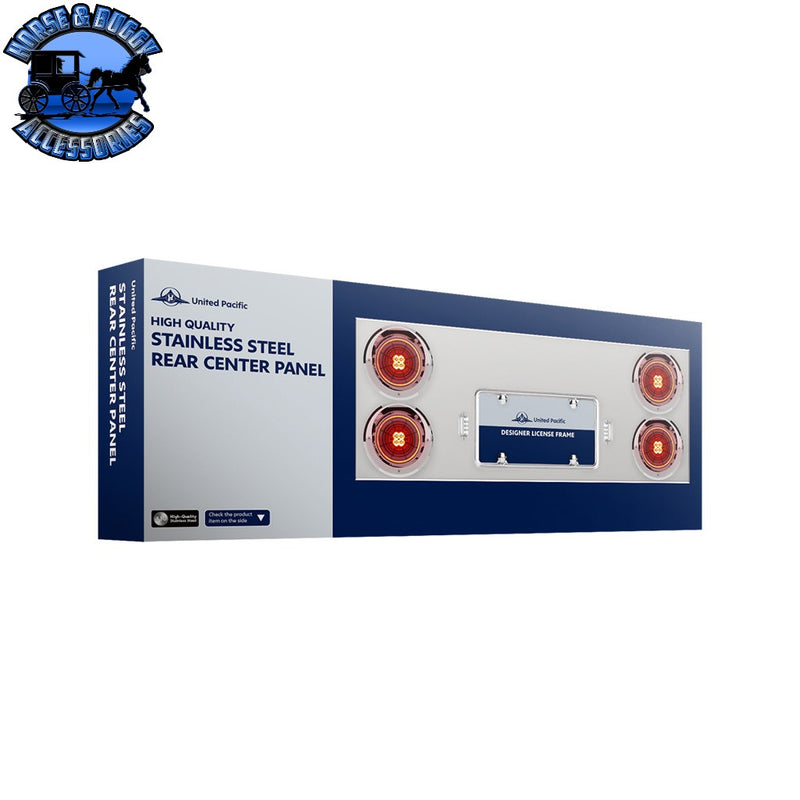 UP-35264 Stainless Rear Center Panel With Four 7 LED 4" Reflector Lights & Grommets - Red LED/Clear Lens REAR CENTER PANEL Midnight Blue