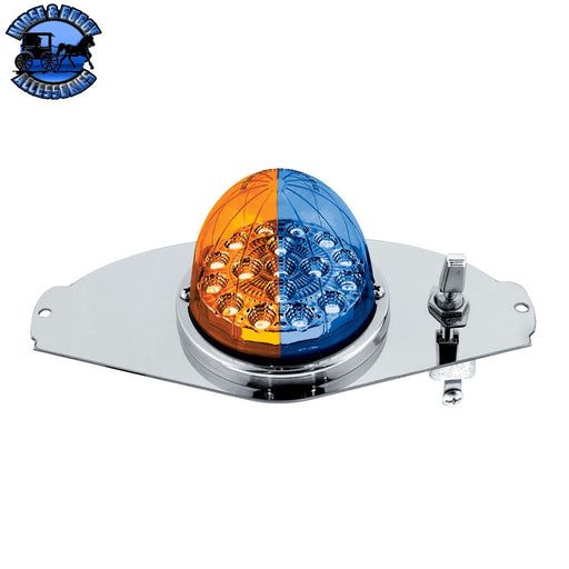 304 SS Above Door Dome Light Kit With 17 LED Double Fury Watermelon For 2008-2017 Freightliner Cascadia (Choose LED Color) Amber & Blue LED Dark Slate Gray