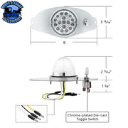 304 SS Above Door Dome Light Kit With 17 LED Double Fury Watermelon For 2008-2017 Freightliner Cascadia (Choose LED Color) Amber & Blue LED,Amber & Green LED,Amber & Red LED,Amber & White LED,Red & Blue LED,Red & Green LED,Red & White LED Light Gray