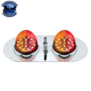 304 SS Above Door Dome Light Kit With 2 X 17 LED Double Fury Watermelon For Kenworth & Peterbilt Trucks (Choose LED Color) Dome Light Kit Amber & Red LED Dark Slate Gray
