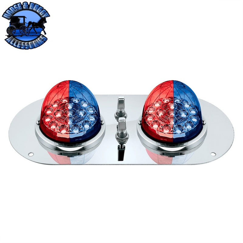 304 SS Above Door Dome Light Kit With 2 X 17 LED Double Fury Watermelon For Kenworth & Peterbilt Trucks (Choose LED Color) Dome Light Kit Red & Blue LED Dark Slate Gray