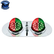 304 SS Above Door Dome Light Kit With 2 X 17 LED Double Fury Watermelon For Kenworth & Peterbilt Trucks (Choose LED Color) Dome Light Kit Red & Green LED Dark Slate Gray