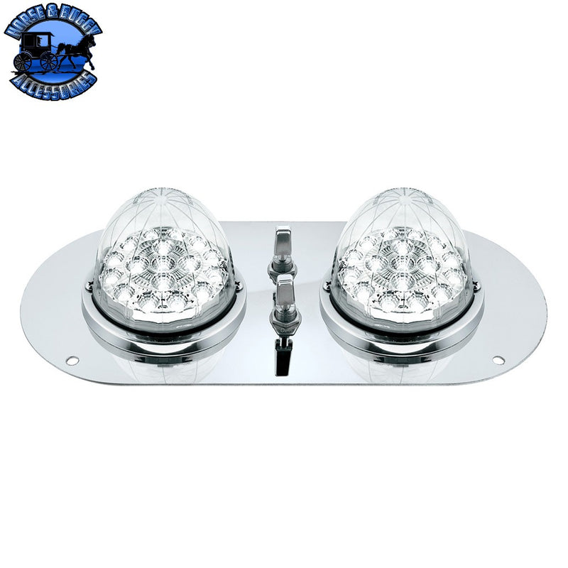 304 SS Above Door Dome Light Kit With 2 X 17 LED Double Fury Watermelon For Kenworth & Peterbilt Trucks (Choose LED Color) Dome Light Kit Amber & Blue LED,Amber & Green LED,Amber & Red LED,Amber & White LED,Red & Blue LED,Red & Green LED,Red & White LED Light Gray