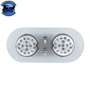 304 SS Above Door Dome Light Kit With 2 X 17 LED Double Fury Watermelon For Kenworth & Peterbilt Trucks (Choose LED Color) Dome Light Kit Amber & Blue LED,Amber & Green LED,Amber & Red LED,Amber & White LED,Red & Blue LED,Red & Green LED,Red & White LED Light Gray