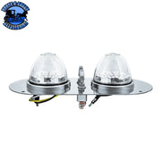 304 SS Above Door Dome Light Kit With 2 X 17 LED Double Fury Watermelon For Kenworth & Peterbilt Trucks (Choose LED Color) Dome Light Kit Amber & Blue LED,Amber & Green LED,Amber & Red LED,Amber & White LED,Red & Blue LED,Red & Green LED,Red & White LED Light Gray