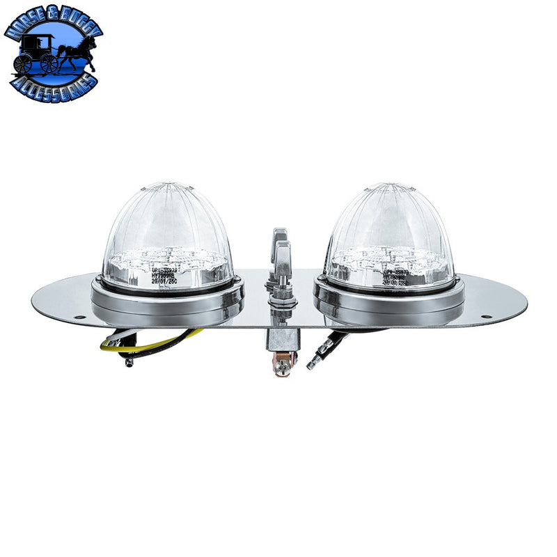 304 SS Above Door Dome Light Kit With 2 X 17 LED Double Fury Watermelon For Kenworth & Peterbilt Trucks (Choose LED Color) Dome Light Kit Amber & Blue LED,Amber & Green LED,Amber & Red LED,Amber & White LED,Red & Blue LED,Red & Green LED,Red & White LED Light Gray