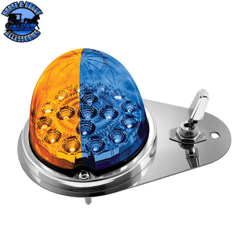 304 SS Above Door Dome Light Kit With 17 LED Double Fury Watermelon For 1994-2025 Kenworth W900 (Choose LED Color) Dome Light Kit Amber & Blue LED Gray