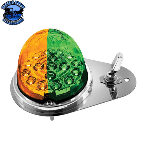 304 SS Above Door Dome Light Kit With 17 LED Double Fury Watermelon For 1994-2025 Kenworth W900 (Choose LED Color) Dome Light Kit Amber & Green LED Gray