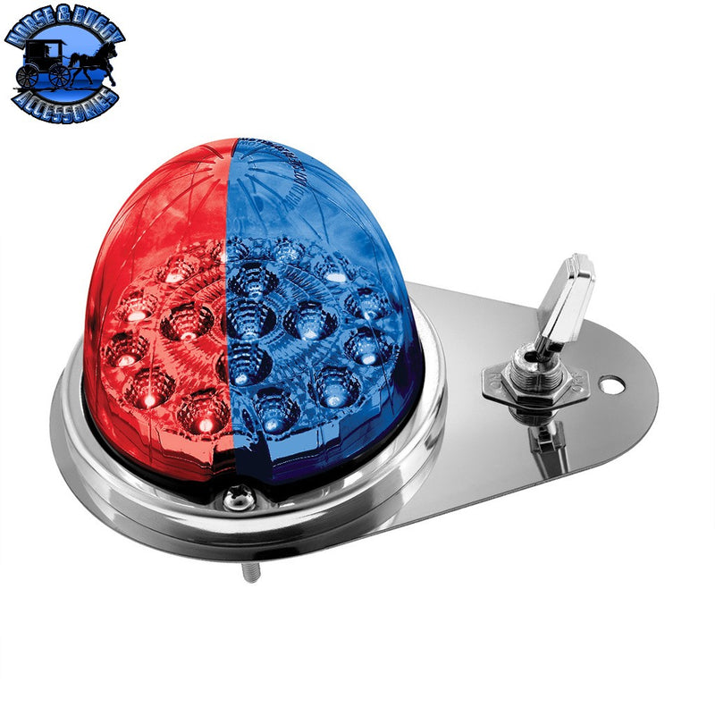 304 SS Above Door Dome Light Kit With 17 LED Double Fury Watermelon For 1994-2025 Kenworth W900 (Choose LED Color) Dome Light Kit Red & Blue LED Gray