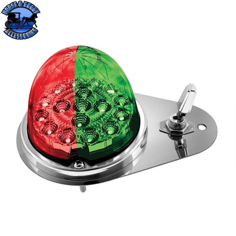 304 SS Above Door Dome Light Kit With 17 LED Double Fury Watermelon For 1994-2025 Kenworth W900 (Choose LED Color) Dome Light Kit Red & Green LED Gray