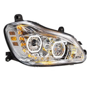 10 LED HEADLIGHT FOR 2013-2021 KENWORTH T680 Chrome / Passenger's Side Gray