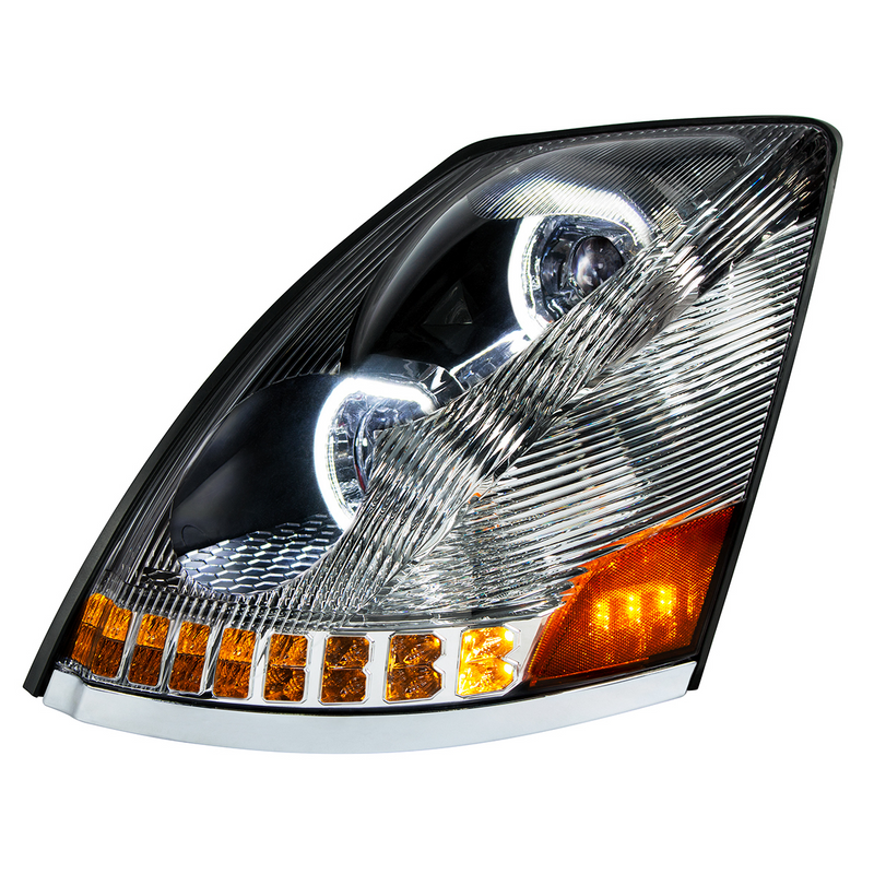 Chrome 10 LED Headlight For 2003-2017 Volvo VN/VNL - Driver Side