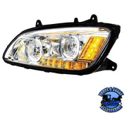 (Choose side) LED HEADLIGHT WITH LED TURN SIGNAL & LED POSITION LIGHT BAR FOR 2007-2017 KENWORTH T660 HEADLIGHT DRIVER SIDE,PASSENGER SIDE Black