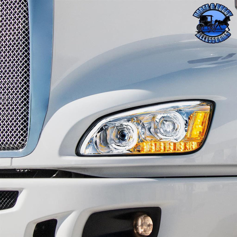 (Choose side) LED HEADLIGHT WITH LED TURN SIGNAL & LED POSITION LIGHT BAR FOR 2007-2017 KENWORTH T660 HEADLIGHT DRIVER SIDE,PASSENGER SIDE Gray